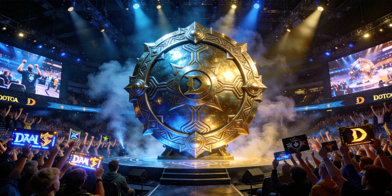 DOTA2国际邀请赛现场盛况与巨型冠军神盾